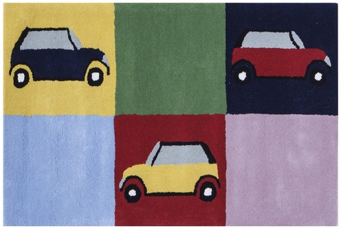 100% Wool Multi Kids Rug Multi Cars LKI026 Handmade in India with a 15mm pile Image 2
