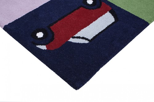 100% Wool Multi Kids Rug Multi Cars LKI026 Handmade in India with a 15mm pile Image 3