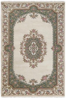 100% Wool Cream Mahal Indian Rug Design Handknotted in India with a 20 mm pile Image 2