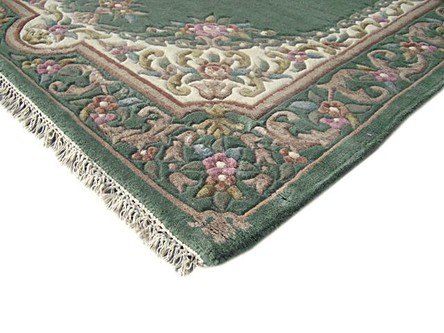 100% Wool Green Mahal Indian Rug Design Handknotted in India with a 20 mm pile Image 3