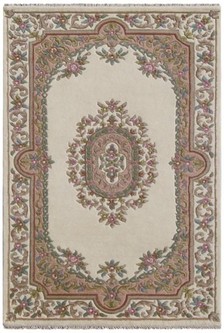 100% Wool Cream Mahal Indian Rug Design Handknotted in India with a 20 mm pile Image 2