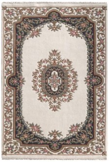 100% Wool Cream Mahal Indian Rug Design Handknotted in India with a 20 mm pile Image 2
