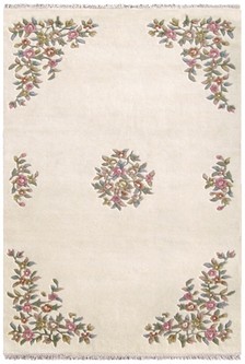 100% Wool Cream Mahal Indian Rug Design Handknotted in India with a 20mm pile Image 2