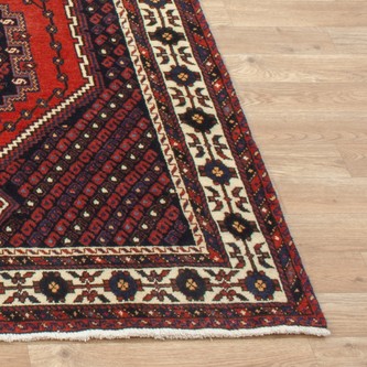 Persian Sanandash Rug 100% Wool Red PSN020000 240x165 Handknotted in Iran with a 16mm pile