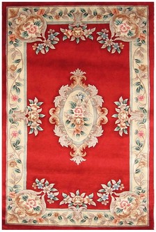 100% Wool Red Premier Superwashed Chinese Rug D.114 Handknotted in China with a 25mm pile Image 2