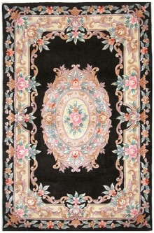 100% Wool Black Handmade Chinese Rug Design in China with a 18mm pile