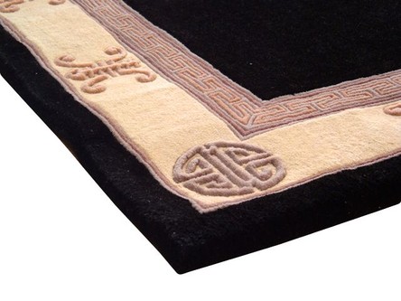 100% Wool Black Premier Superwashed Chinese Rug Design Handknotted in China with a 25mm pile Image 3