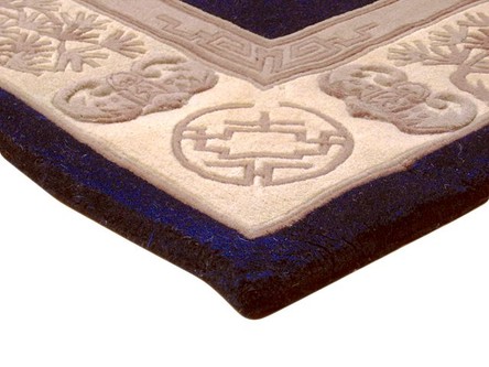 100% Wool Blue Premier Superwashed Chinese Rug Design Handknotted in China with a 25mm pile Image 3