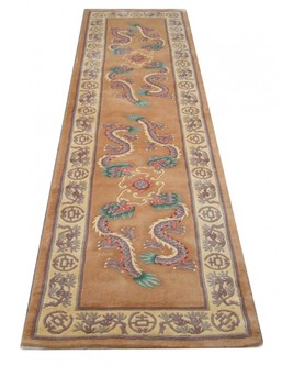 100% Wool Gold Premier Superwashed Chinese Rug Design Handknotted in China with a 25mm pile Image 4
