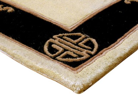 100% Wool Cream Premier Superwashed Chinese Rug Design Handknotted in China with a 25mm pile Image 3