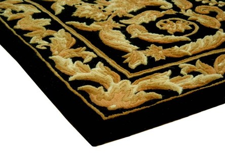 100% Wool Black Premier Superwashed Chinese Rug Design Handknotted in China with a 25mm pile Image 3