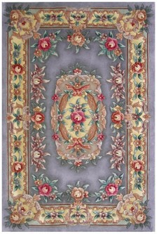 100% Wool Blue Machine Made Chinese Design Machine Woven in China with a 15mm pile