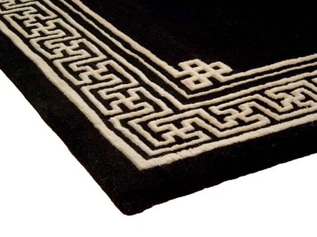 100% Wool Black Premier Superwashed Chinese Rug Design Handknotted in China with a 25mm pile Image 3