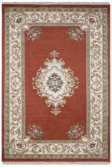 100% Wool Rust Super Rajbik Indian Rug Design Handknotted in India with a 20mm pile Image 2