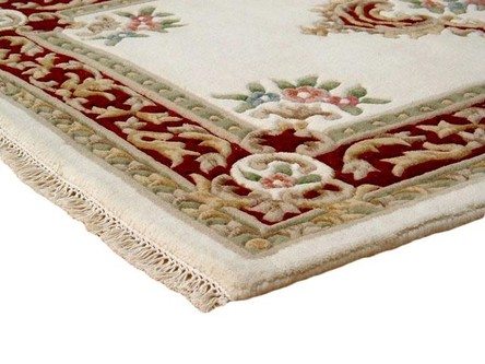 100% Wool Cream Super Rajbik Indian Rug Design Handknotted in India with a 20mm pile Image 3