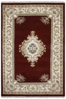 100% Wool Red Super Rajbik Indian Rug Design Handknotted in India with a 20mm pile Image 2