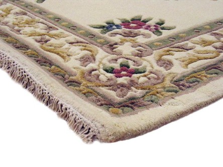 100% Wool Cream Super Rajbik Indian Rug Design Handknotted in India with a 20mm pile Image 3