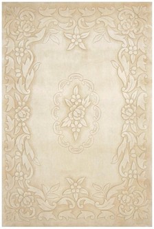 100% Wool Cream Handmade Chinese Rug Design Handtufted in China with a 18mm pile