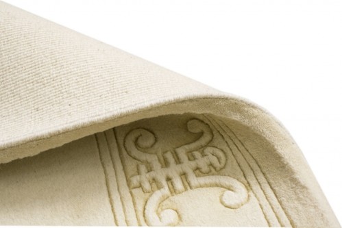 100% Wool Cream Plain Carved Chinese. Handknotted in China with a 20mm pile Image 9