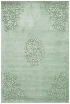 100% Wool Green Handmade Chinese Rug Design in China with a 18mm pile