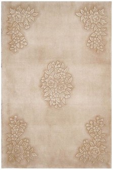 100% Wool Beige Plain Carved Chinese. Handknotted in China with a 25mm pile Image 2