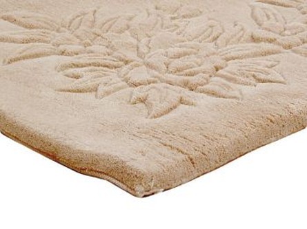 100% Wool Beige Plain Carved Chinese. Handknotted in China with a 25mm pile Image 3