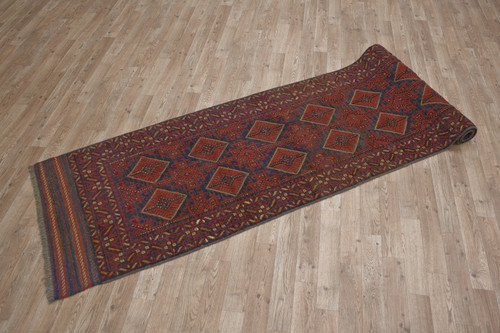 100% Wool Rust Afghan Mushwani Tribal Rug AMU048000 335x77 Handknotted in Afghanistan with a 8mm pile