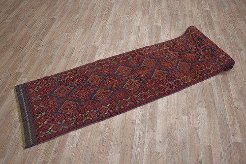 100% Wool Rust Afghan Mushwani Tribal Rug AMU048000 339x66 Handknotted in Afghanistan with a 8mm pile