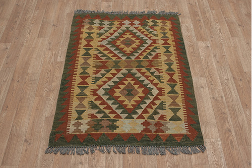 100% Wool Multi Afghan Ved Dye Kelim AVK011000 116x79 Handknotted in Afghanistan with a 5mm pile