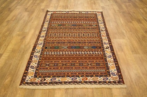 100% Wool Brown Persian Sirjan Kelim PSK018000 180 x 112 Handknotted in Iran with a 3mm pile