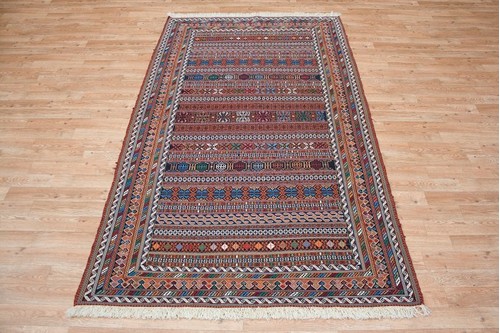 100% Wool Brown Persian Sirjan Kelim PSK019000 2.23 x 1.35 Handknotted in Iran with a pile