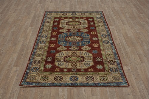 100% Wool Rust Afghan Kaynak Rug AKA018F55 1.92 x 1.15 Handknotted in Afghanistan with a 5mm pile