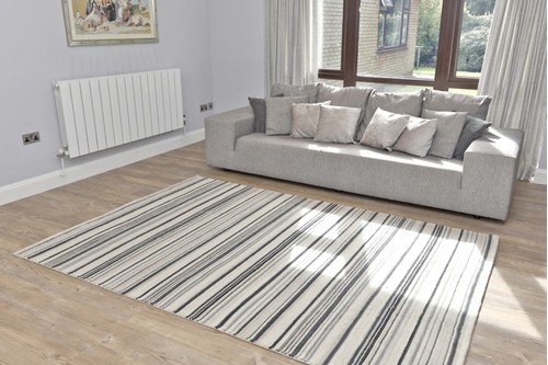 100% Wool Ella Claire Stripes Handknotted in India with a 15mm pile