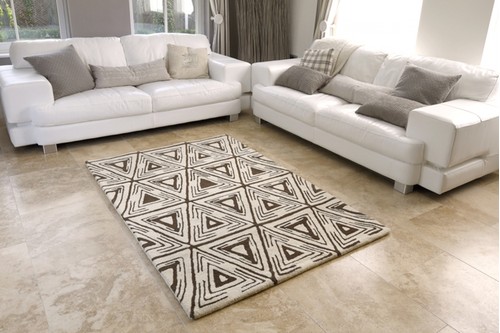 100% WOOL Cream Moroccan Style Tribal Rug Handmade in India with a pile