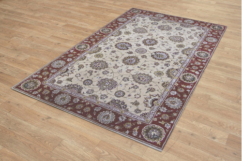 95% Wool / 5% Silk Cream Royal Yelmi Rug Design Handtufted in China with a 12mm pile