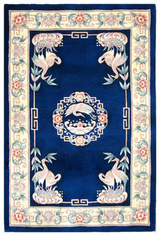 100% Wool Blue Premier Superwashed Chinese Rug Design Handknotted in China with a 25mm pile Image 2