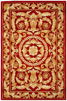 100% Wool Red Premier Superwashed Chinese Rug Design Handknotted in China with a 25mm pile Image 2