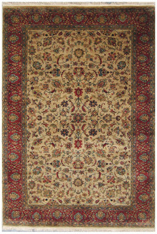 100% Wool Cream Very Fine Indo Persian Rug Design Handknotted in India with a 12mm pile Image 2