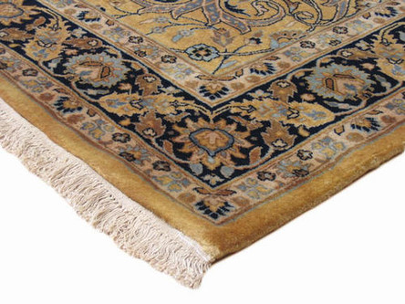 100% Wool Gold Very Fine Indo Persian Rug Design Handknotted in India with a 12mm pile Image 3