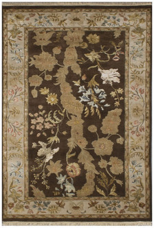 20% Silk / 80% Wool Brown IIJS Indian Jaipur Silk Mix Handknotted in India with a 18mm pile Image 2