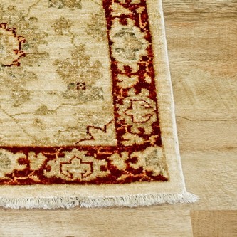 100% Wool Cream Afghan Veg Dye Rug AVE007081 116 x 61 Handknotted in Afghanistan with a 6mm pile Image 2