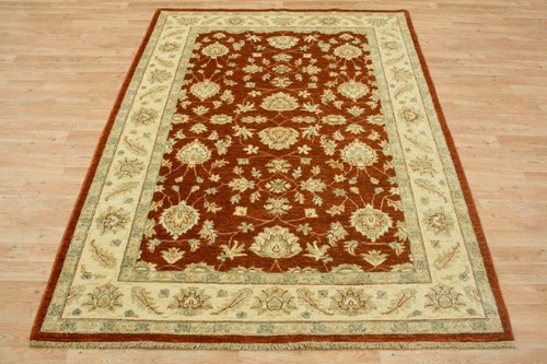 100% Wool Red Afghan Veg Dye Rug AVE020070 224 x 160 Handknotted in Afghanistan with a 5mm pile