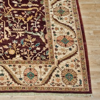 100% Wool Blue Afghan Veg Dye Rug AVE028058 3.65 x 2.79 Handknotted in Afghanistan with a 6mm pile Image 2