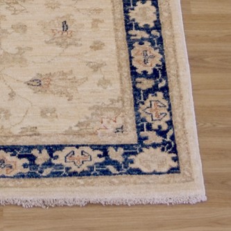 100% Wool Cream Afghan Veg Dye Rug AVE044084 2.43 x .87 Handknotted in Afghanistan with a 6mm pile Image 2