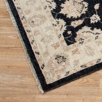 100% Wool Black Afghan Veg Dye Rug AVE047073 2.74 x .81 Handknotted in Afghanistan with a 6mm pile Image 2