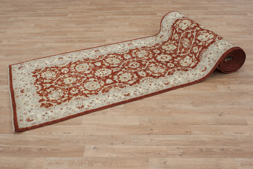 100% Wool Red Afghan Veg Dye Rug AVE054070 567x81 Handknotted in Afghanistan with a 5mm pile