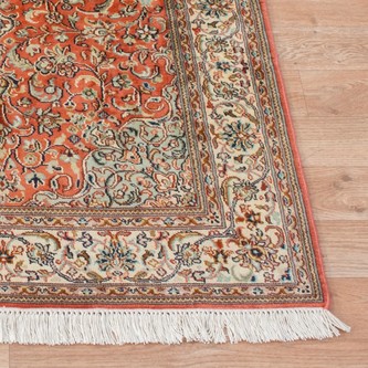 100% Silk Rose Kashmiri Silk Rug KSK009095 118x77 Handknotted in India with a 5mm pile Image 2