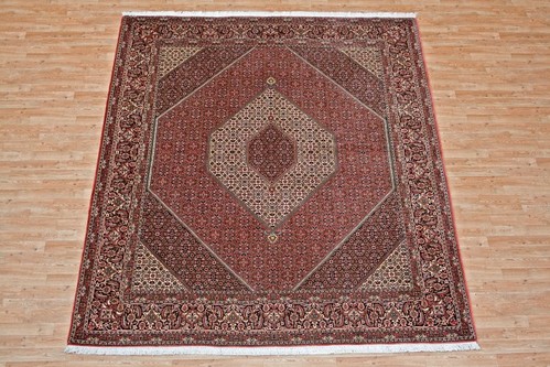 100% Wool Red Persian Bidjar Carpet PBD025M96 2.94 x 2.57 Handknotted in Iran with a 16mm pile