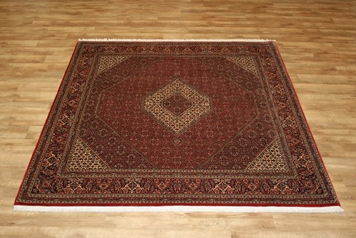 100% Wool Red Persian Bidjar Carpet PBD025M96 259 x 255 Handknotted in Iran with a 16mm pile