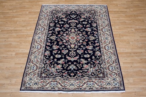 100% Wool Blue Persian Golbaft Rug PGO021046 2.41 x 1.70 Handknotted in Iran with a 17mm pile